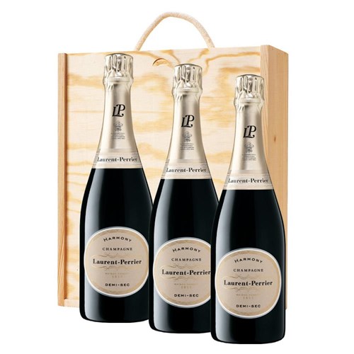 Laurent Perrier Demi-Sec NV 75cl Treble Pine Wooden Gift Boxed (3 x 75cl)